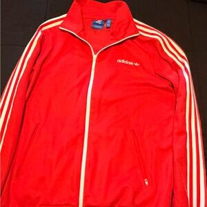 Adidas Men's Red and White Track Jacket